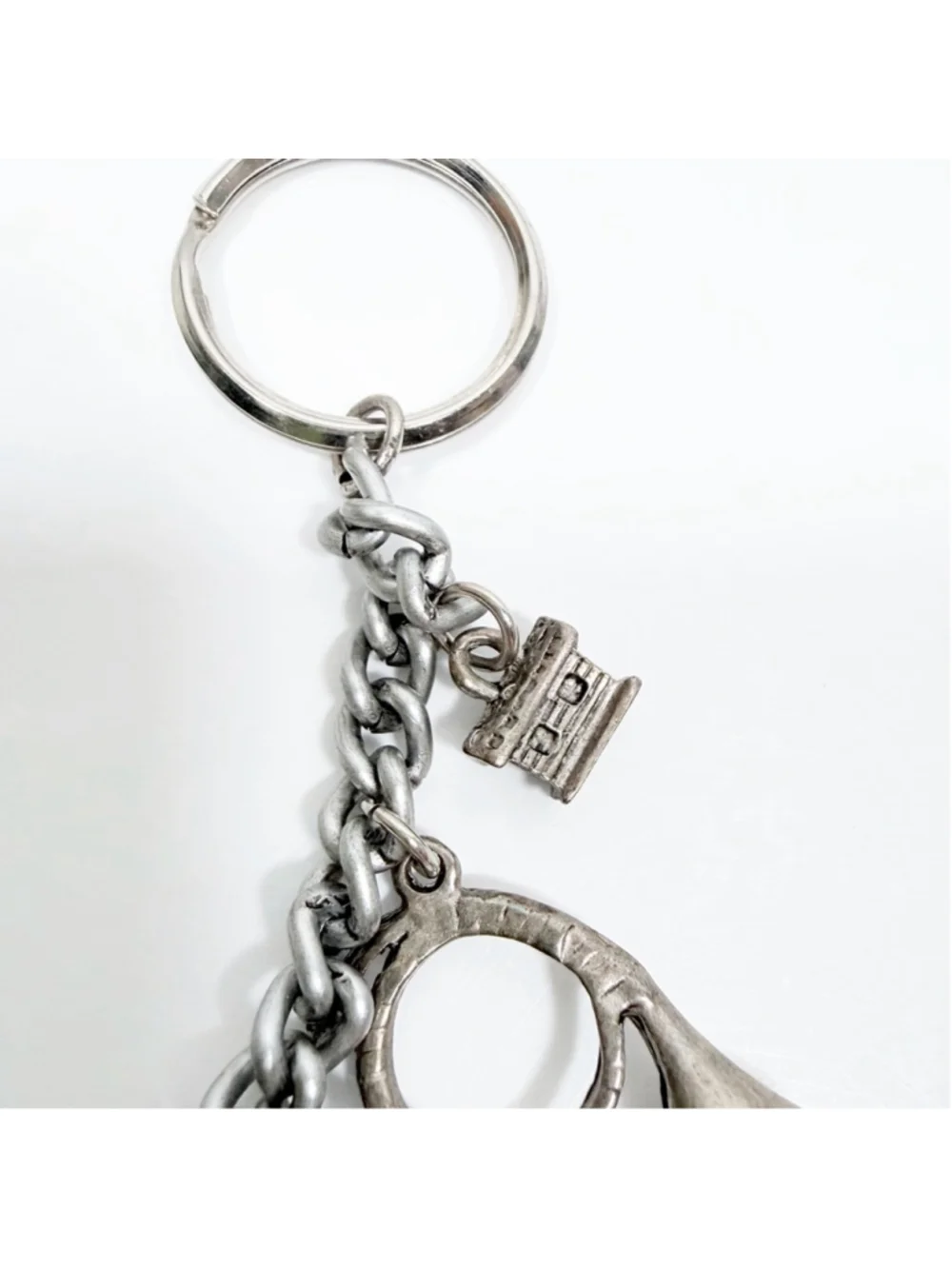 VTG Silversmith Style Alpine German Souvenir Charm Key Ring Lantern Cuckoo Clock